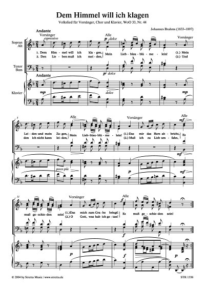 DL: J. Brahms: Dem Himmel will ich klagen Volkslied, WoO 33,