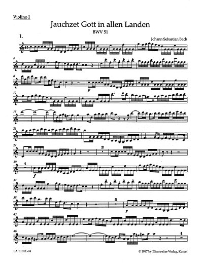 J.S. Bach: Jauchzet Gott in allen Landen BWV 51 (Vl1)