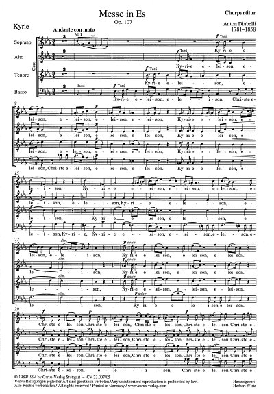 A. Diabelli: Messe in Es Es-Dur op. 107, 4GesGchOrchO (Chpa)