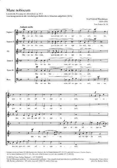 J. Rheinberger: Mane nobiscum op. 69 Nr. 3 / Partitur