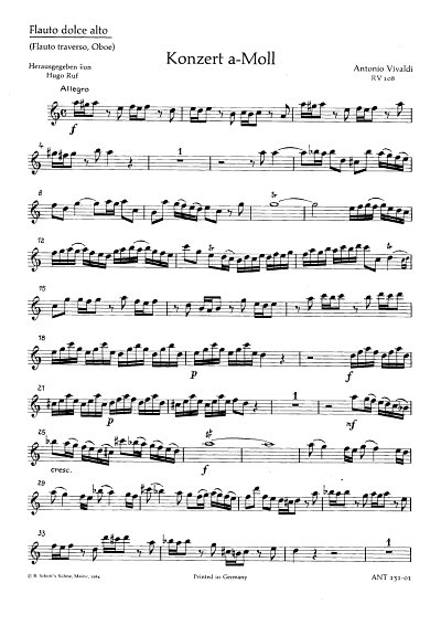 A. Vivaldi: Concerto a-Moll RV 108/PV 77 Altblockfloete