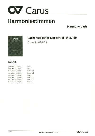 J.S. Bach: Aus tiefer Not schrei ich zu , 4GesGchOrch (HARM)