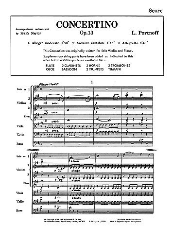 L. Portnoff: Concertino in E minor Op. 13, Stro (Pa+St)