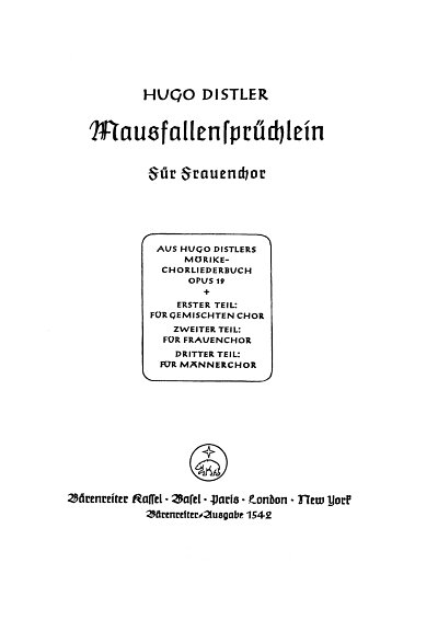H. Distler: Mausfallensprüchlein (Kleine Gäste, klein (Chpa)
