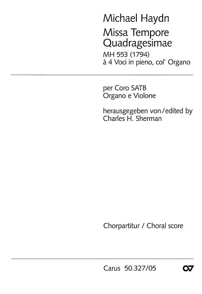 M. Haydn: Missa Tempore Quadragesimae MH 553 / Chorpartitur