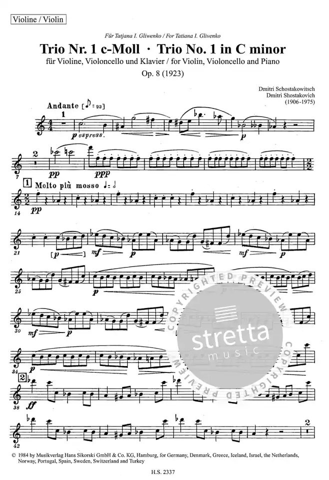 D. Schostakowitsch: Trio Nr. 1 c-Moll op, VlVcKlv (KlavpaSt) (3)