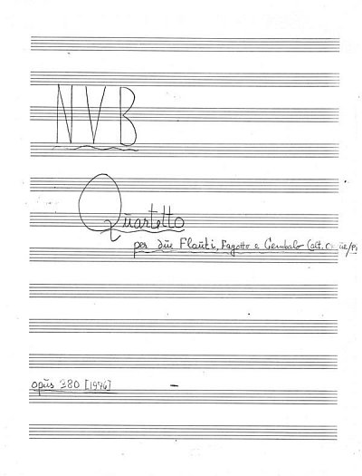 N.V. Bentzon: Quartetto Per Due Flauti, Fagotto E Ce (Part.)