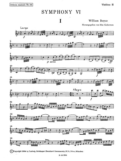 W. Boyce: Symphony 6 F-Dur, Sinfo (Vl2)
