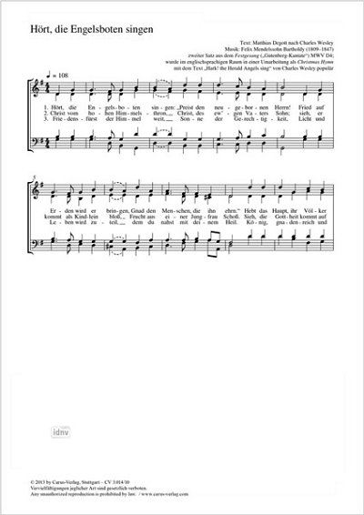F. Mendelssohn Bartholdy: Hört, die Engelsboten singen G-Dur