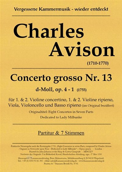C. Avison: Concerto Grosso 13 D-Moll A 7 Op 4/1