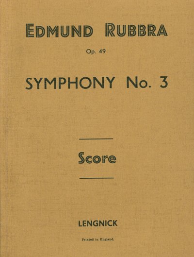 E. Rubbra: Symphony Nr 3 Opus 49, Sinfo (Part.)