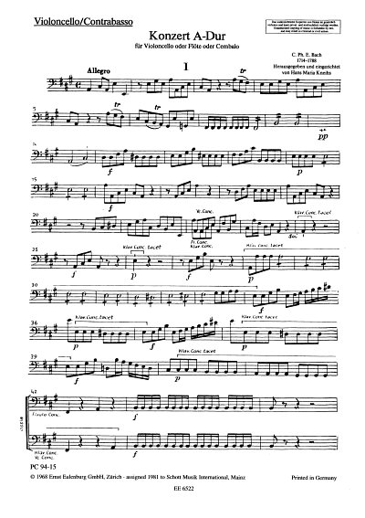 C.P.E. Bach: Konzert  A-Dur H 437-39, Wq 168, 172, 29