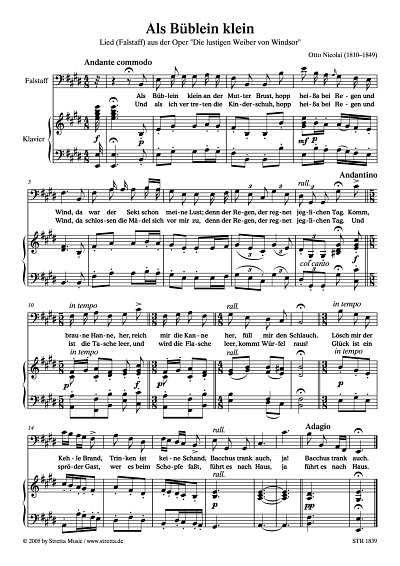 DL: O. Nicolai: Als Bueblein klein Lied (Falstaff) aus der O