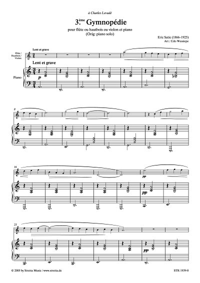 DL: E. Satie: Gymnopedie Nr. 3 bearbeitet fuer Floete (Oboe,