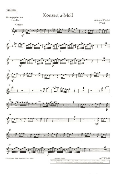 A. Vivaldi: Concerto  a-Moll RV 108/PV 77 Violine 1