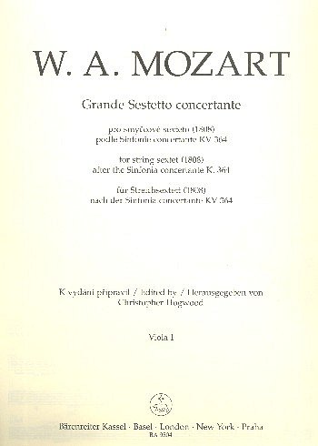 W.A. Mozart: Grande sestetto concertante, 2Vl2Vle2Vc (Vla1)