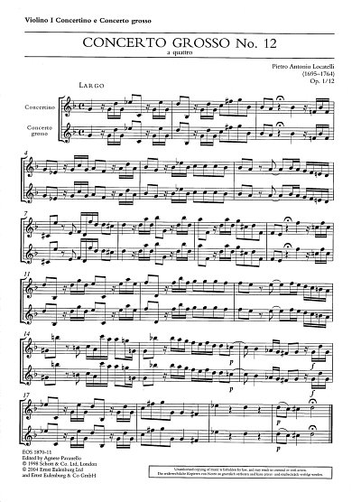 P.A. Locatelli: Concerto grosso op. 1/12, StrBc (Vl1)