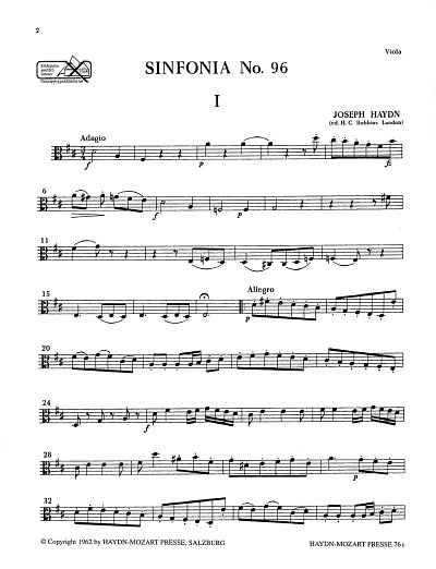 J. Haydn: Sinfonia Nr. 96 D-Dur Hob. I:96, Sinfo (Vla)