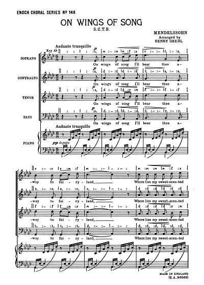 F. Mendelssohn Barth: On Wings Of Song, GchKlav (Chpa)