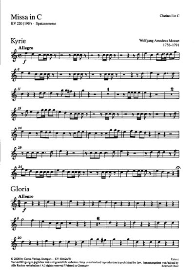 W.A. Mozart: Missa in C KV 220 (196b), 4GesGchOrch (HARM)