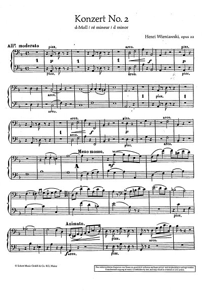 H. Wieniawski: Konzert Nr. 2 d-Moll op. 22, VlOrch (VcKb)