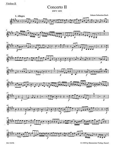 J.S. Bach: Concerto Nr. II E-Dur BWV 1053, CembStro (Vl2)