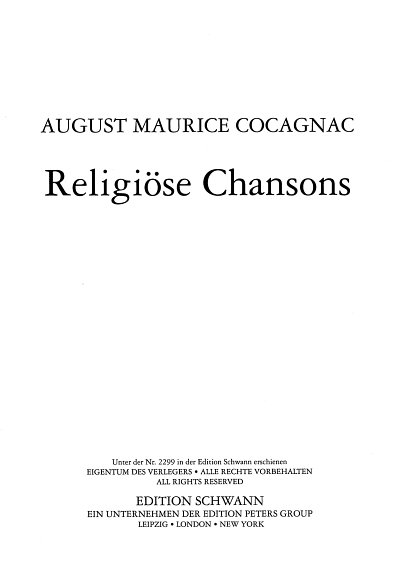 Cocagnac: Religioese Chansons, GesGit