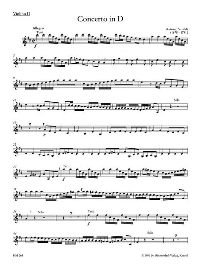 A. Vivaldi: Konzert für Querflöte, Streicher und Basso (Vl2)