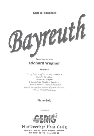 K. Wiedenfeld: Bayreuth - Themen aus Opern von Richard Wagner