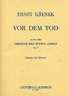 E. Krenek et al.: Vor dem Tod op. 71