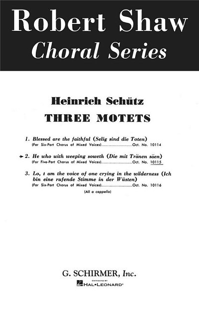 H. Schütz: He Who With Weeping Soweth - Die Mit Trane (Chpa)