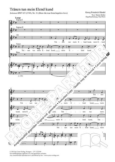 DL: G.F. Händel: Tränen tun mein Elend kund g-M, Gch5Org (Pa