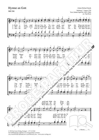 M. Haydn i inni: Hymne an Gott G-Dur MH 588 (1795)