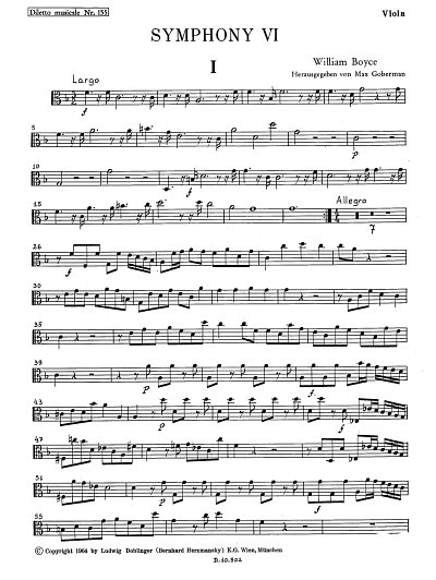 W. Boyce: Symphony 6 F-Dur, Sinfo (Vla)