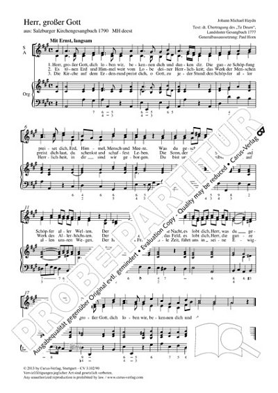 DL: M. Haydn: Herr, großer Gott A-Dur, FchOrg (Part.)
