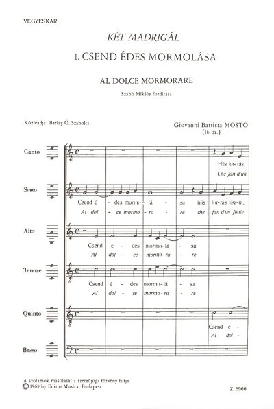 G.B. Mosto: Two madrigals, Gch6 (Chpa)