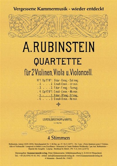 A. Rubinstein: Streichquartett Nr. 5 B-Dur , 2VlVaVc (Part.)