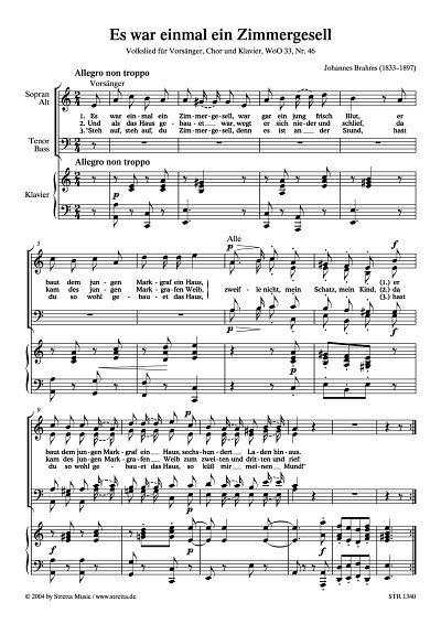 DL: J. Brahms: Es war einmal ein Zimmergesell Volkslied, WoO
