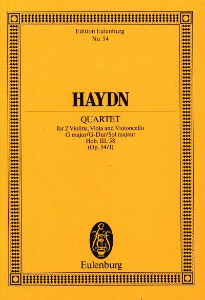 J. Haydn: Quartett G-Dur Op 54/1 Hob 3/58 Eulenburg Studienp