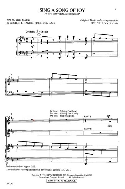 J. Gallina: Sing a Song of Joy, Ch2Klav (Chpa)