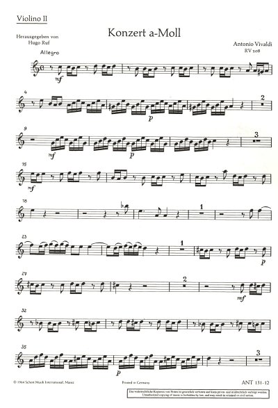 A. Vivaldi: Concerto  a-Moll RV 108/PV 77 Violine 2