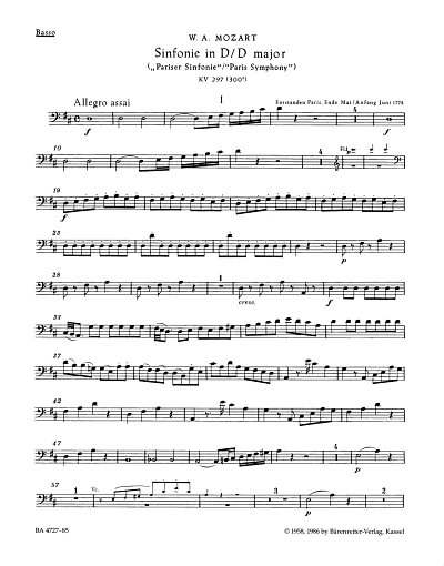 W.A. Mozart: Sinfonie Nr. 31 D-Dur KV 297 (300a), Sinfo (KB)