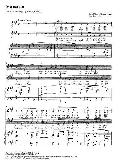 J. Rheinberger: Memorare A-Dur op. 118, 2 (1877)