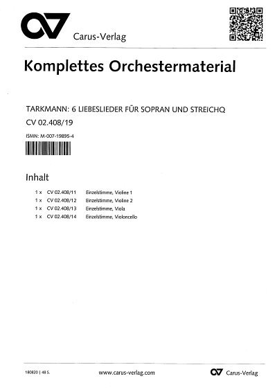 A. Tarkmann : Sechs Liebeslieder, Ges4Str (Stsatz)