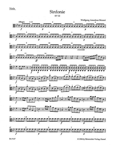 W.A. Mozart: Sinfonie Nr. 5 B-Dur KV 22, Sinfo (Vla)