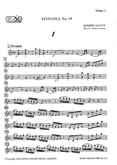 J. Haydn: Sinfonia Nr. 89 Hob. I:89, Sinfo (Vl1)