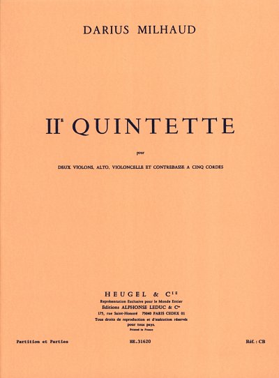 D. Milhaud: String Quintet No.2 Op.316, 2VlVla2Vc (Pa+St)