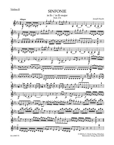 J. Haydn: Sinfonie Es-Dur Hob. I:76, Sinfo (Vl2)