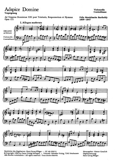 F. Mendelssohn Bartholdy: Adspice Domine op. 121; Vespergesa