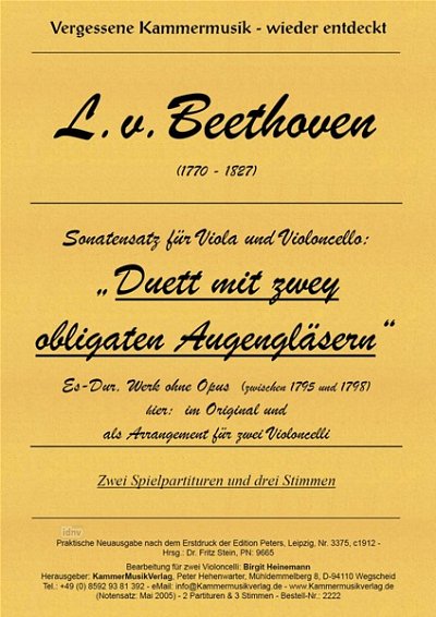 L. van Beethoven: Duett Es-Dur Mit 2 Obligaten Augenglaesern